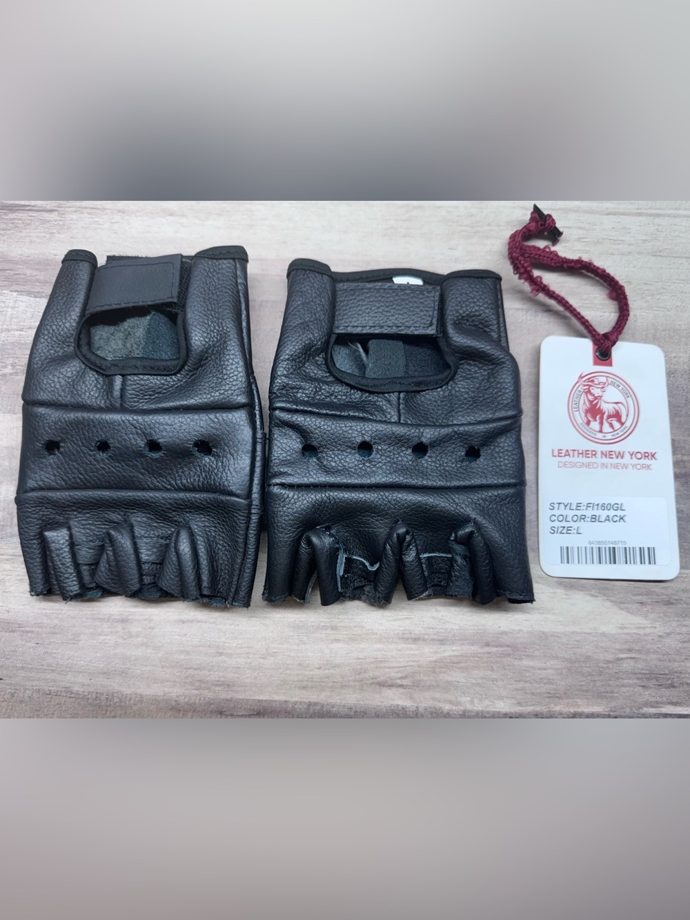 Roadster Men's Motorcycle Black Soft Cowhide Leather Gloves Size Large